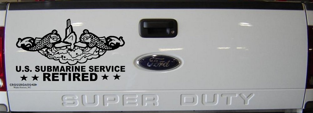 U.S. Submarine Service Retired with Dolphins Car or Truck Window Vinyl Decal Sticker (Black)