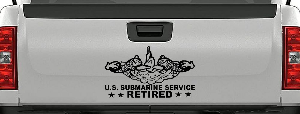 U.S. Submarine Service Retired with Dolphins Car or Truck Window Vinyl Decal Sticker (Black)