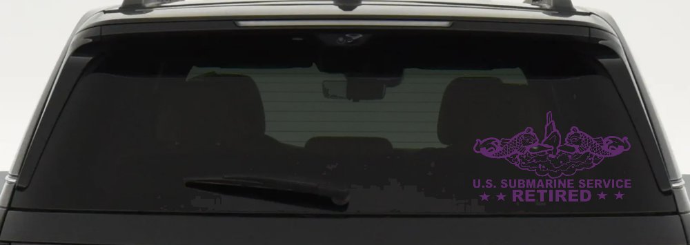 U.S. Submarine Service Retired with Dolphins Car or Truck Window Vinyl Decal Sticker (Violet)