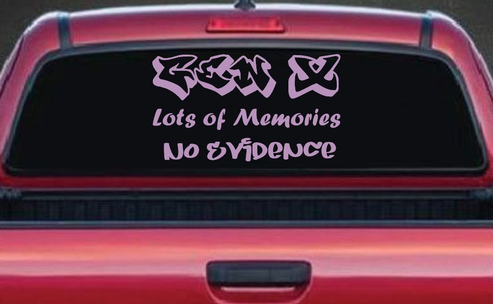 Gen X Lots of Memories No Evidence Car or Truck Window Vinyl Decal Sticker (Lilac)