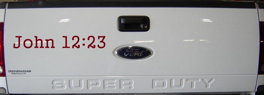 John 12:23 Bible Verse Car or Truck Window Decal Sticker (Burgundy)
