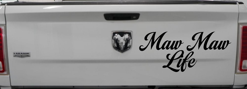 Maw Maw Life Car or Truck Window Decal Sticker (Matte Black)