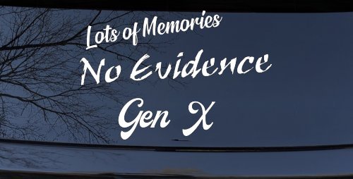 Lots of Memories No Evidence Gen X Car or Truck Window Decal Sticker (White)