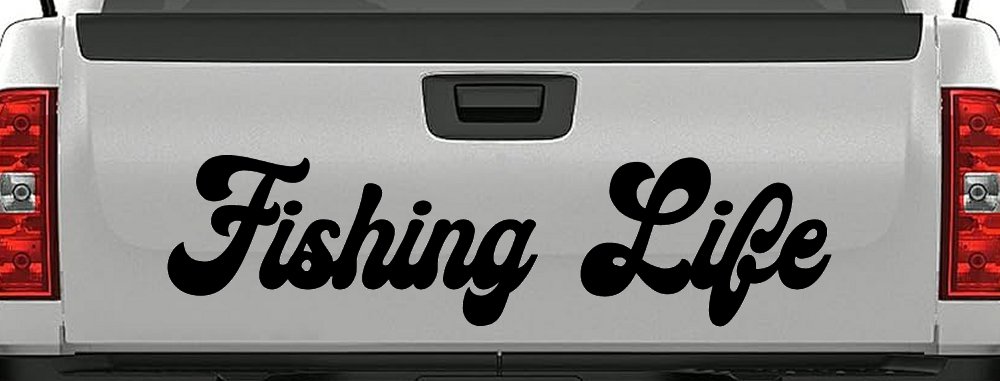 Fishing Life Car or Truck Window Vinyl Decal Sticker (Black)