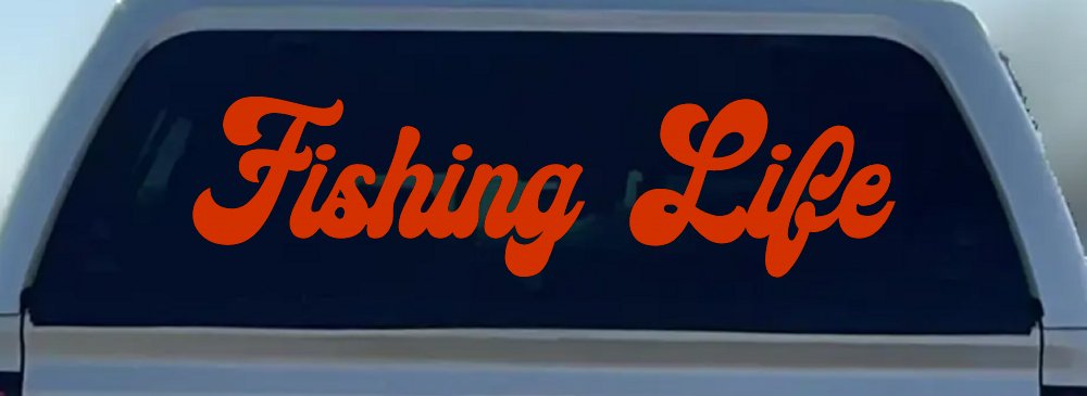 Fishing Life Car or Truck Window Decal Sticker (Orange Red)