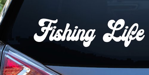 Fishing Life Car or Truck Window Vinyl Decal Sticker (White)