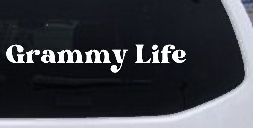 Grammy Life Car or Truck Window Vinyl Decal Sticker (White)
