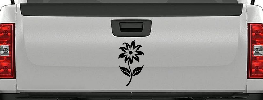 Flower Whimsical Car or Truck Window Vinyl Decal Sticker (Black)