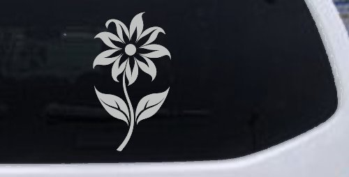 Flower Whimsical Car or Truck Window Vinyl Decal Sticker (Light Gray)