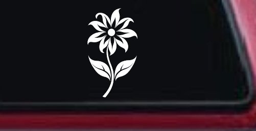 Flower Whimsical Car or Truck Window Vinyl Decal Sticker (White)