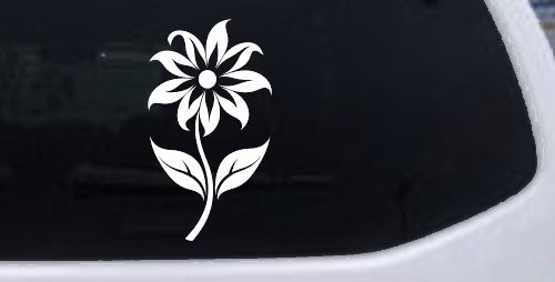 Flower Whimsical Car or Truck Window Vinyl Decal Sticker (White)