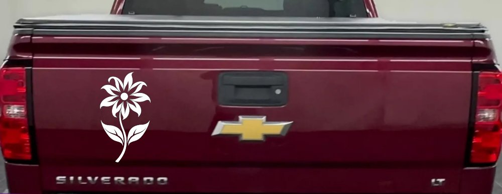 Flower Whimsical Car or Truck Window Vinyl Decal Sticker (White)