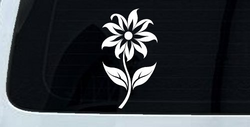 Flower Whimsical Car or Truck Window Vinyl Decal Sticker (White)