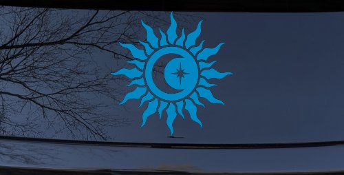 Sun Moon Star Car or Truck Vinyl Window Decal Sticker (Blue)