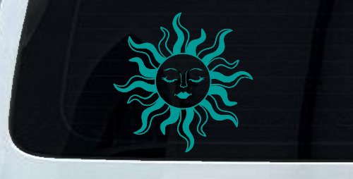 Sun Lady Car or Truck Vinyl Window Decal Sticker (Turquoise)