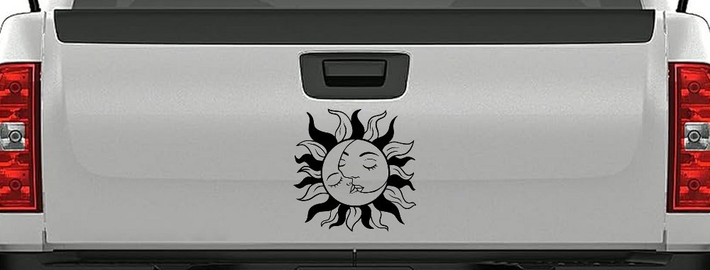 Sun and Moon Kissing Car or Truck Vinyl Window Decal Sticker (Black)