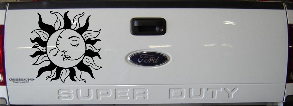 Sun and Moon Kissing Car or Truck Vinyl Window Decal Sticker (Black)