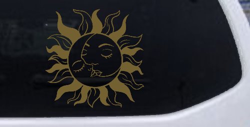 Sun and Moon Kissing Car or Truck Vinyl Window Decal Sticker (Gold)