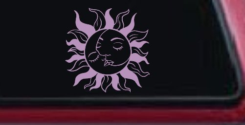 Sun and Moon Kissing Car or Truck Vinyl Window Decal Sticker (Lilac)