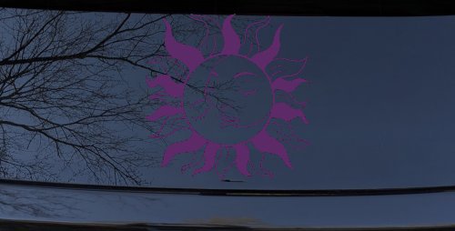 Sun and Moon Kissing Car or Truck Vinyl Window Decal Sticker (Violet)
