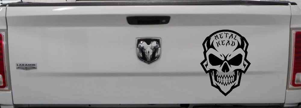 Metal Head Heavy Metal Rock Skull Car or Truck Vinyl Window Decal Sticker (Black)
