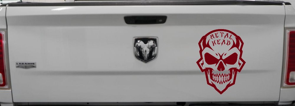 Metal Head Heavy Metal Rock Skull Car or Truck Vinyl Window Decal Sticker (Burgundy)