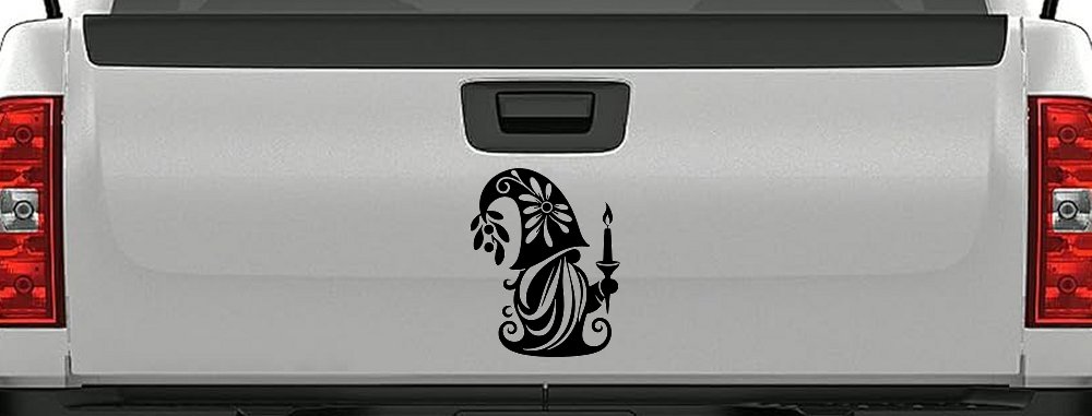 Christmas Gnome Car or Truck Vinyl Window Decal Sticker (Black)