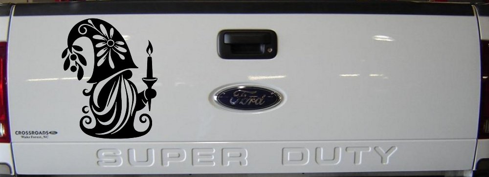 Christmas Gnome Car or Truck Vinyl Window Decal Sticker (Matte Black)