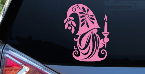 Christmas Gnome Car or Truck Vinyl Window Decal Sticker (Pink)