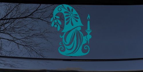 Christmas Gnome Car or Truck Vinyl Window Decal Sticker (Turquoise Blue)
