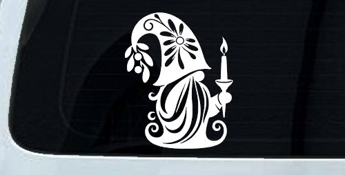 Christmas Gnome Car or Truck Vinyl Window Decal Sticker (White)