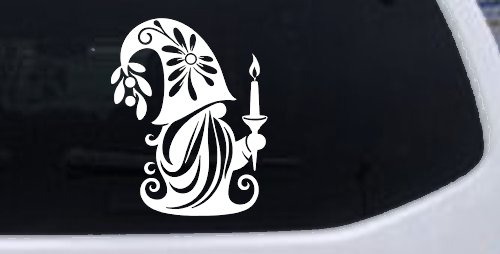 Christmas Gnome Car or Truck Vinyl Window Decal Sticker (White)
