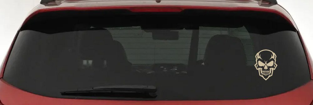 Skull Metal Style Car or Truck Vinyl Window Decal Sticker (Desert Sand)