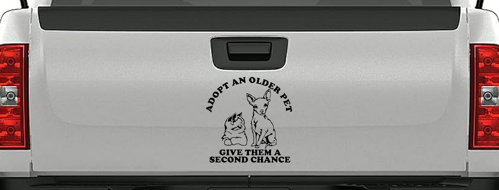 Adopt Older Pets Give Them a Second Chance Car or Truck Vinyl Window Decal Sticker (Black)