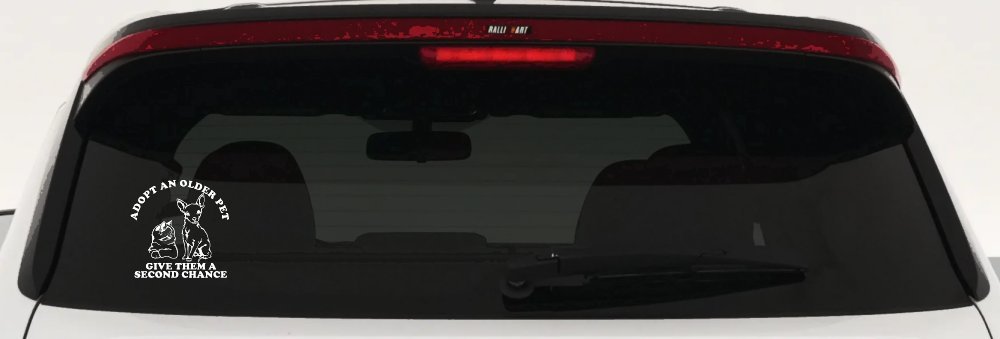 Adopt Older Pets Give Them a Second Chance Car or Truck Vinyl Window Decal Sticker (White)