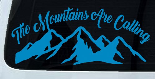 The Mountains Are Calling Car or Truck Vinyl Window Decal Sticker (Blue)