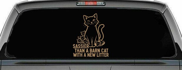 Sassier Than A Barn Cat With A New Litter Car or Truck Vinyl Window Decal Sticker (Light Brown)