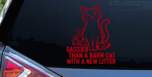 Sassier Than A Barn Cat With A New Litter Car or Truck Vinyl Window Decal Sticker (Red)