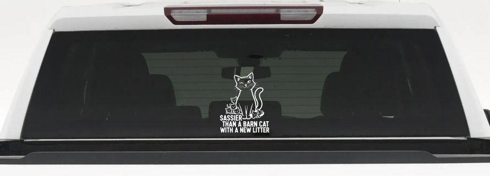 Sassier Than A Barn Cat With A New Litter Car or Truck Vinyl Window Decal Sticker (White)