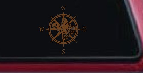 Campass with Hiking Boots Car or Truck Vinyl Window Decal Sticker (Copper)