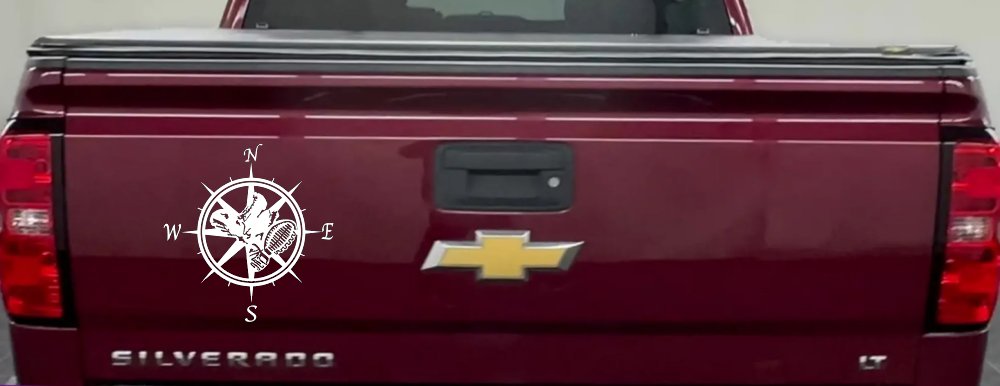 Campass with Hiking Boots Car or Truck Vinyl Window Decal Sticker (White)