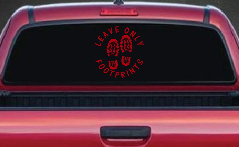 Leave Only Footprints Hiking Camping Nature Car or Truck Vinyl Window Decal Sticker (Red)
