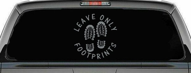 Leave Only Footprints Hiking Camping Nature Car or Truck Vinyl Window Decal Sticker (Telegrey)