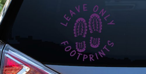 Leave Only Footprints Hiking Camping Nature Car or Truck Vinyl Window Decal Sticker (Violet)