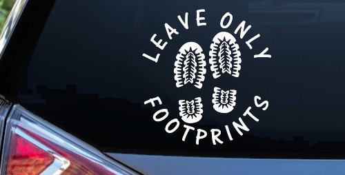Leave Only Footprints Hiking Camping Nature Car or Truck Vinyl Window Decal Sticker (White)