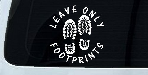Leave Only Footprints Hiking Camping Nature Car or Truck Vinyl Window Decal Sticker (White)