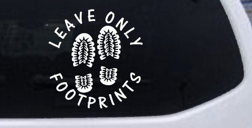 Leave Only Footprints Hiking Camping Nature Car or Truck Vinyl Window Decal Sticker (White)