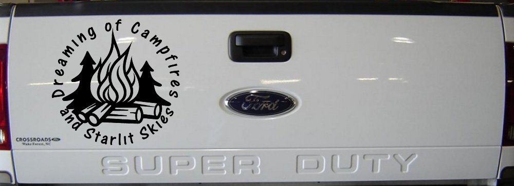 Dreaming of Campfires and Starlit Skies Car or Truck Vinyl Window Decal Sticker (Black)