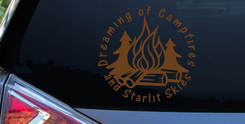 Dreaming of Campfires and Starlit Skies Car or Truck Vinyl Window Decal Sticker (Copper)