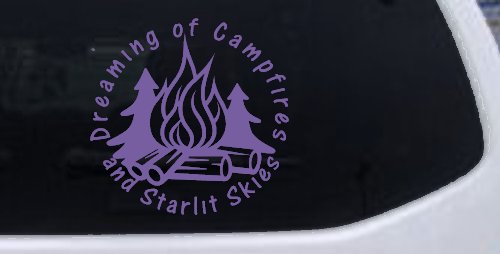 Dreaming of Campfires and Starlit Skies Car or Truck Vinyl Window Decal Sticker (Purple)